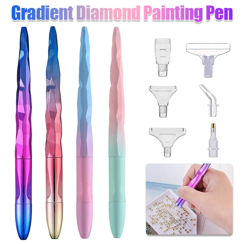 Resin Art And Craft - ชุดปากกาเพ้นท์เพชรไล่เฉดสีพร้อมหัวปากกา 6 แบบ อุปกรณ์งานศิลปะ DIY ของขวัญคริสต์มาสสำหรับคนรักการเพ้นท์