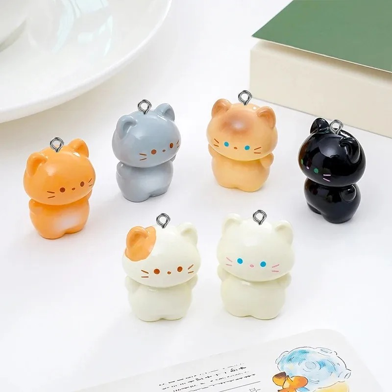 Resin Art Love - ชุด 10 ชิ้น จี้เรซินรูปแมวซิมายีส์ 3D แบบตั้งได้