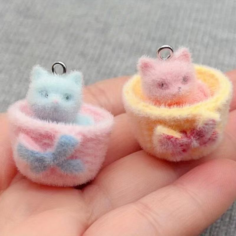 Resin Art Love - จี้แมวเรซิน 3D แบบนุ่ม 4 ชิ้น สำหรับทำเครื่องประดับ