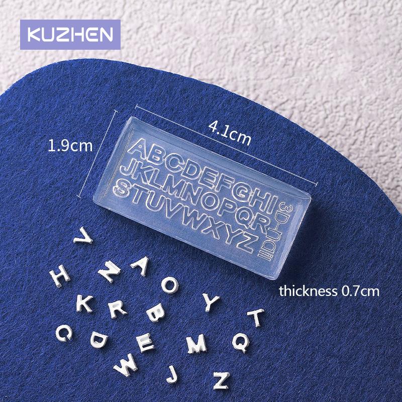 Resin Art Zone - แม่พิมพ์เล็บขนาดเล็กมีตัวอักษร A-Z เล็บทำจากซิลิโคน26ตัวอักษร3D ดีไซน์เล็บรูปดอกไม้ไขว้แม่พิมพ์เรซินแกะสลักงานฝีมือแบบทำมือ