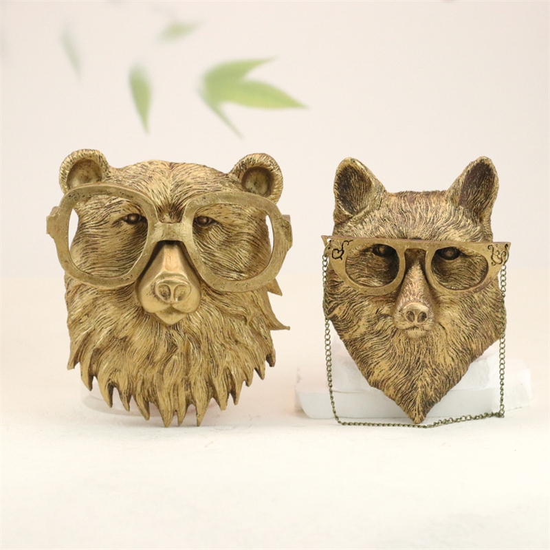 Resin Art Wedding Gift - งานศิลปะติดผนังรูปสัตว์ทำจากเรซิ่นทองแดงสไตล์วินเทจ ตกแต่งหัวสัตว์แบบเรียบง่าย สำหรับห้องรับประทานอาหาร ห้องนั่งเล่น ห้องนอน เหมาะสำหรับคู่รัก