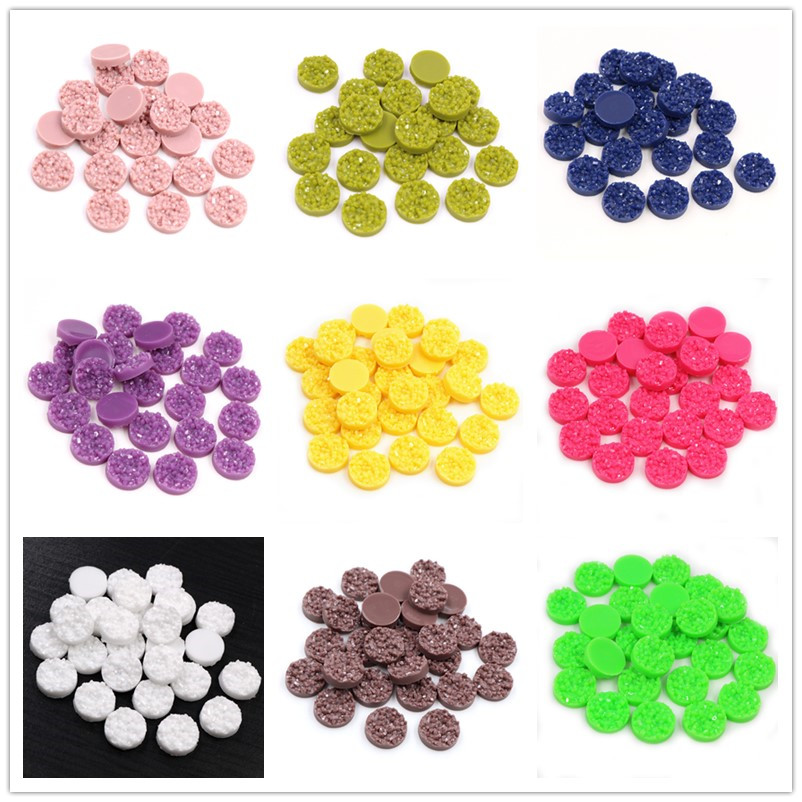 Resin Art Love - 40pcs เรซิ่น Druzy Cabochons โดม 8/10/12