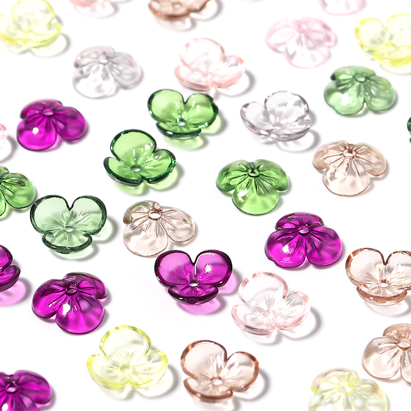 Resin Art Love - 20 ชิ้น/ล็อตโปร่งใสเรซิ่นกลีบลูกปัด Blossoms ดอกไม้ Spacer ลูกปัดหมวกลูกปัดแบบหลวมสําหรับเครื่องประดับ