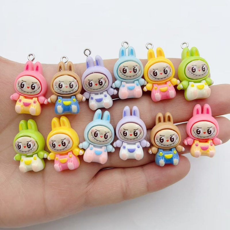 Resin Art Love - ชาร์มเรซิ่นรูปบ้านกระต่ายสตรอว์เบอร์รี่น่ารัก 10 ชิ้น จี้รูปสัตว์การ์ตูนน่ารักสำหรับต่างหู พวงกุญแจ ทำเครื่องประดับ