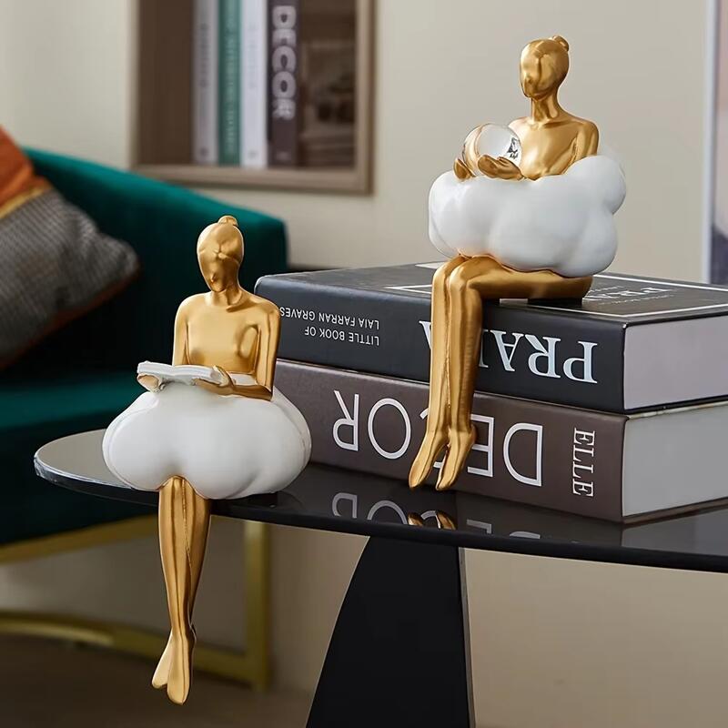 Resin Art Aesthetic - Nordic Cloudชุดสาวรูปปั้นเรซิ่นFigurineหัตถกรรมบัลเล่ต์สตูดิโอHome Luxury Decorsไวน์ตู้ความงามเดสก์ท็อปเครื่องประดับ
