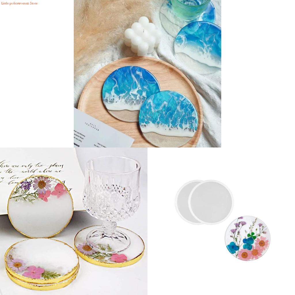 Resin Art Coasters - F92D แม่พิมพ์รองแก้วเรซิน, แม่พิมพ์รองแก้วกลมสำหรับอีพอกซีเรซิน, แม่พิมพ์ถาดรองแก้วซิลิโคน