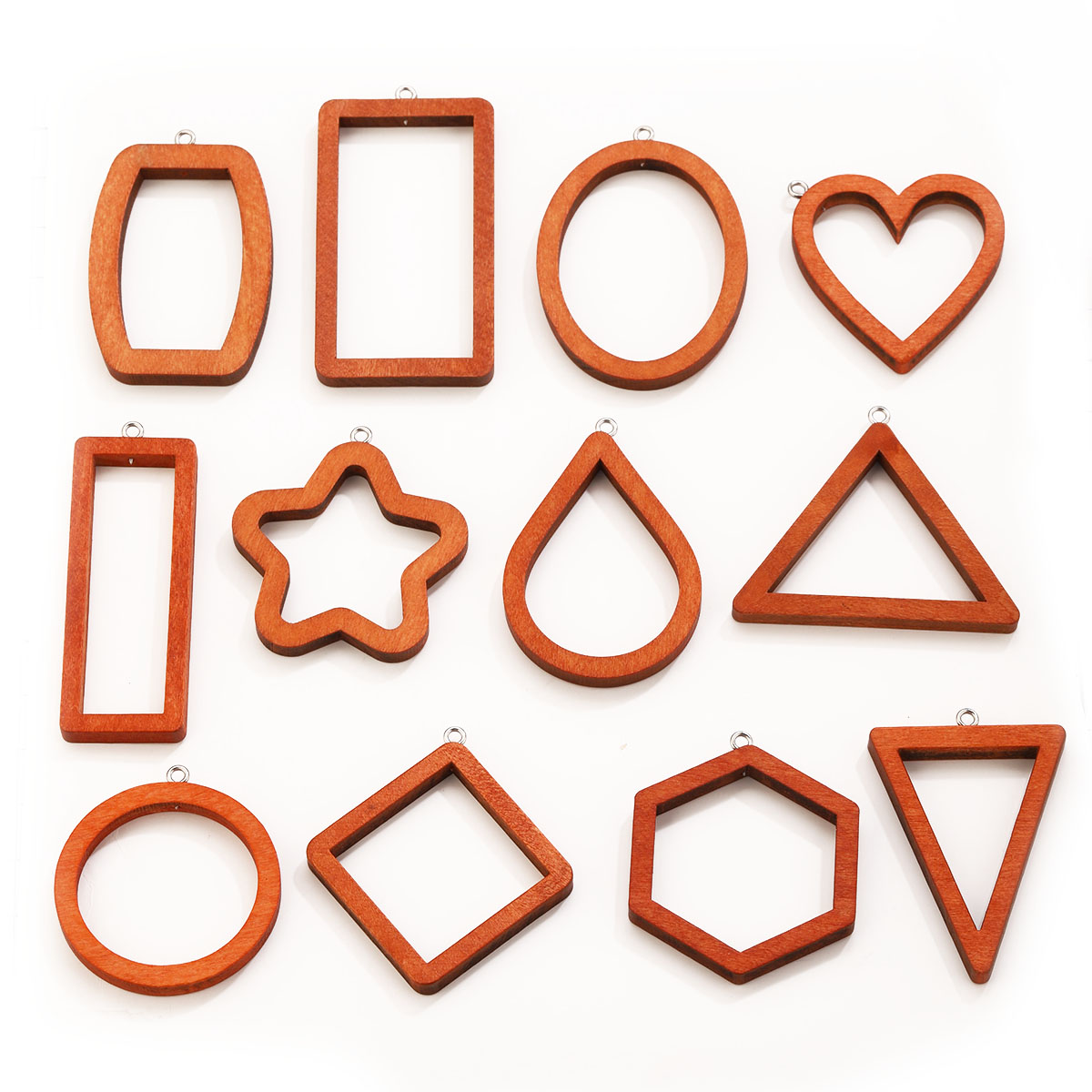 Resin Art Love - จี้รูปทรงเรขาคณิตไม้รูปสามเหลี่ยมและสี่เหลี่ยม 10 ชิ้น สำหรับต่างหู สร้อยข้อมือ ตัวเชื่อมต่อ