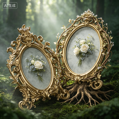 Resin Art Wedding Gift - กรอบรูปเรซินทรงวงรีสีทองสไตล์เรโทรสำหรับตกแต่งโต๊ะทำงาน งานแต่งงาน งานปาร์ตี้ ของขวัญงานฝีมือตกแต่งบ้าน - กรอบรูปทรงวงรี