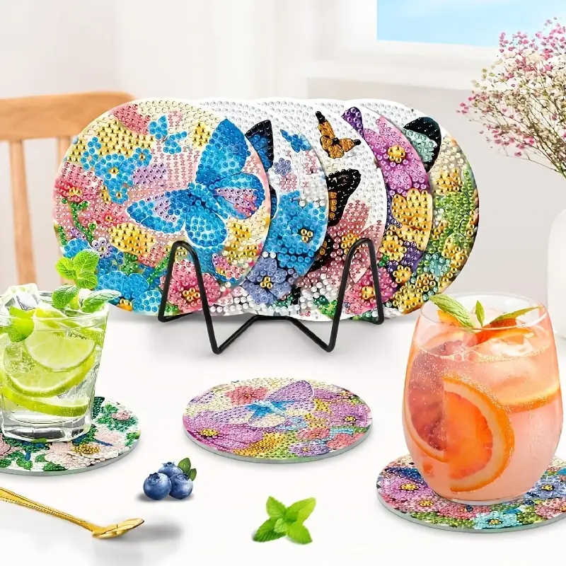 แผ่นรองแก้วลายเพชร 8 ชิ้น พร้อ - Resin Art Coasters บทวิจารณ์และราคา