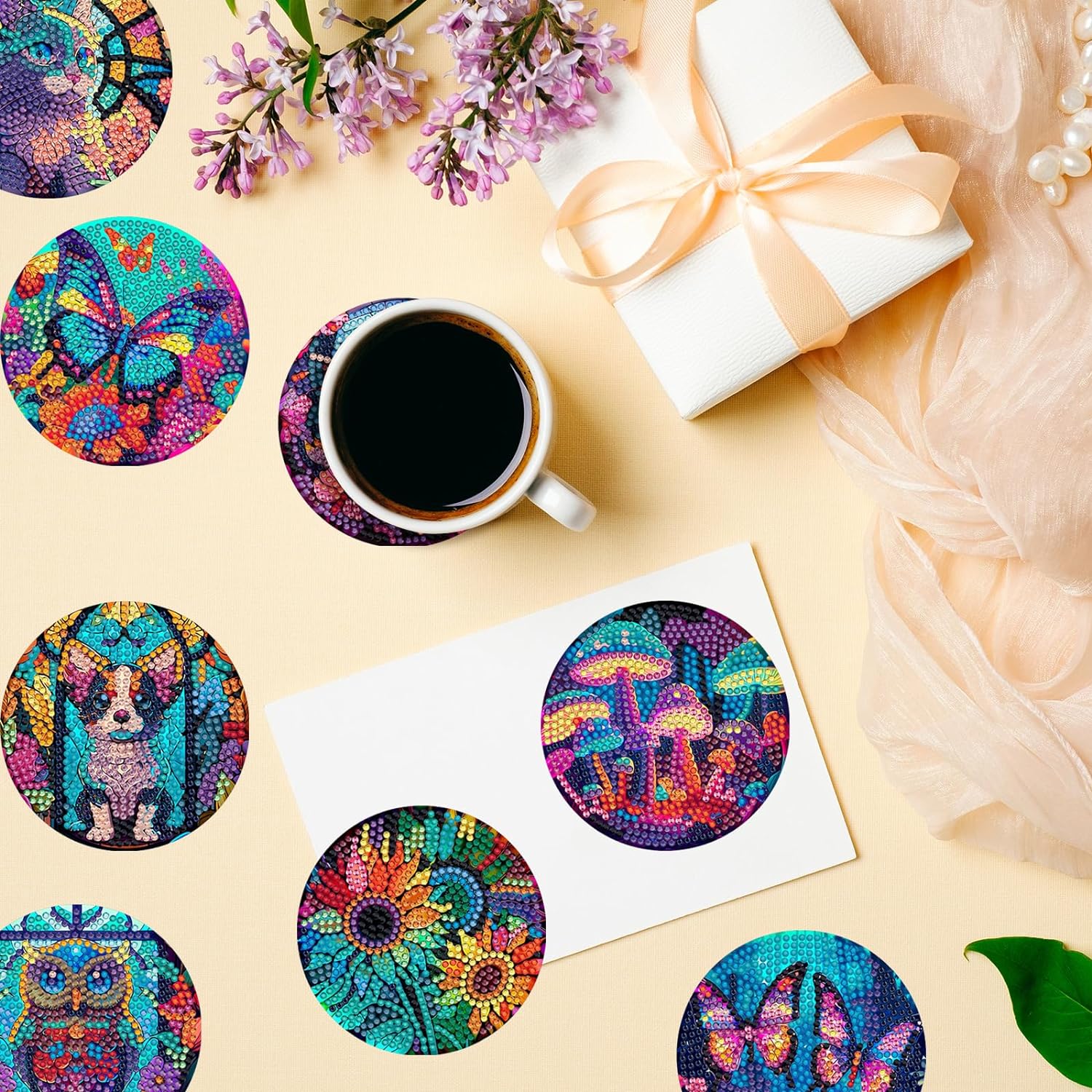SDOYUNO 8pcs Diamond Art Coast - Resin Art Coasters บทวิจารณ์และราคา