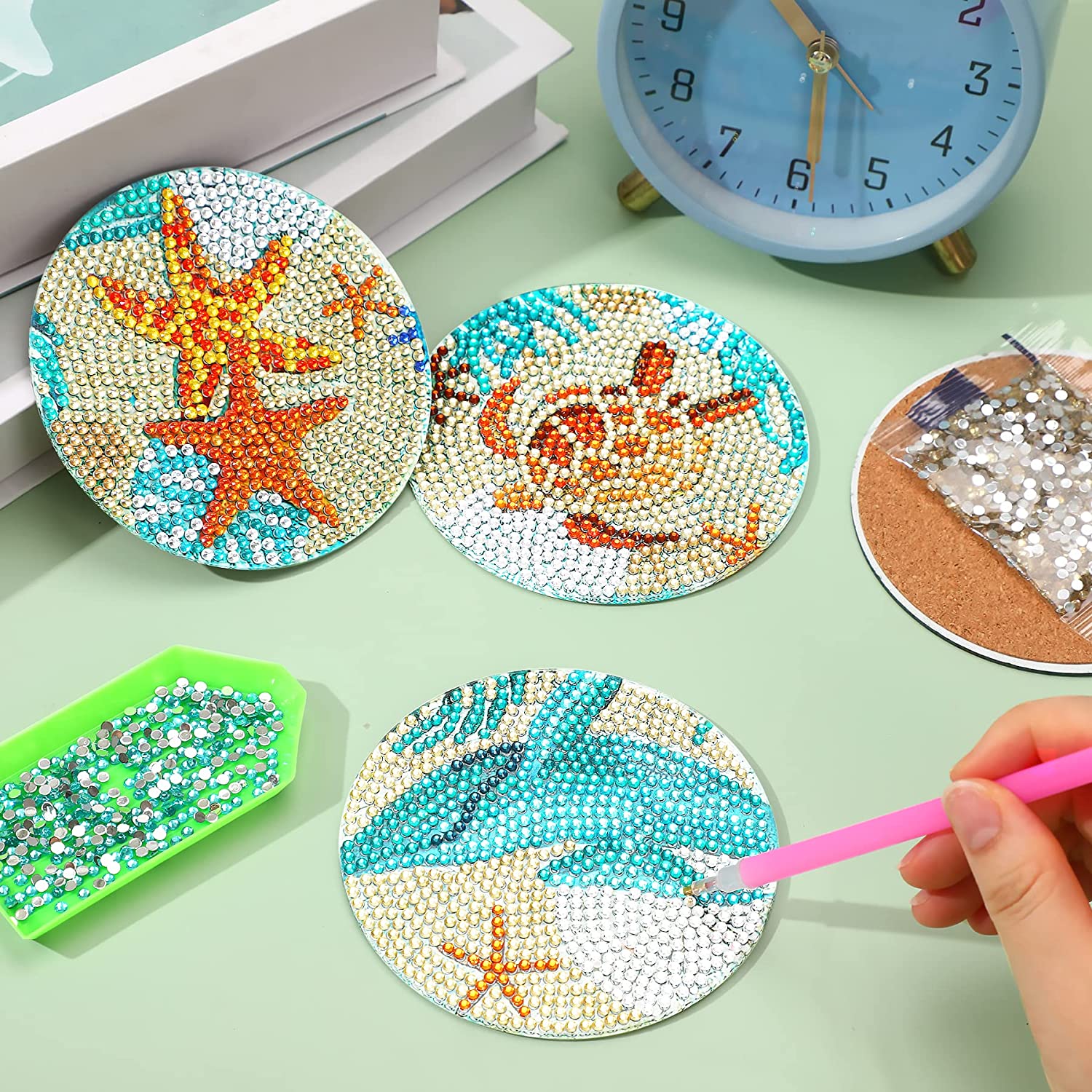8 ชิ้น/เซ็ต DIY เพชรภาพวาด Coa - Resin Art Coasters บทวิจารณ์และราคา