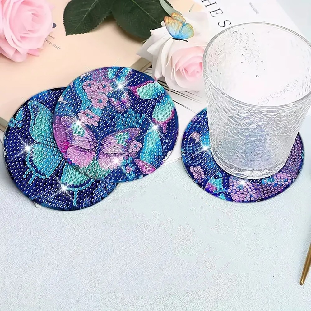 แผ่นรองแก้วงานศิลปะเพชร 8 ชิ้น - Resin Art Coasters บทวิจารณ์และราคา