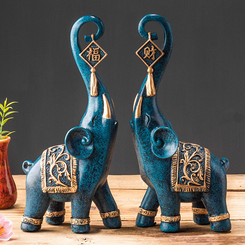 รูปปั้นช้างมงคลสไตล์จีน 1 คู่  - Resin Art Wedding Gift บทวิจารณ์และราคา