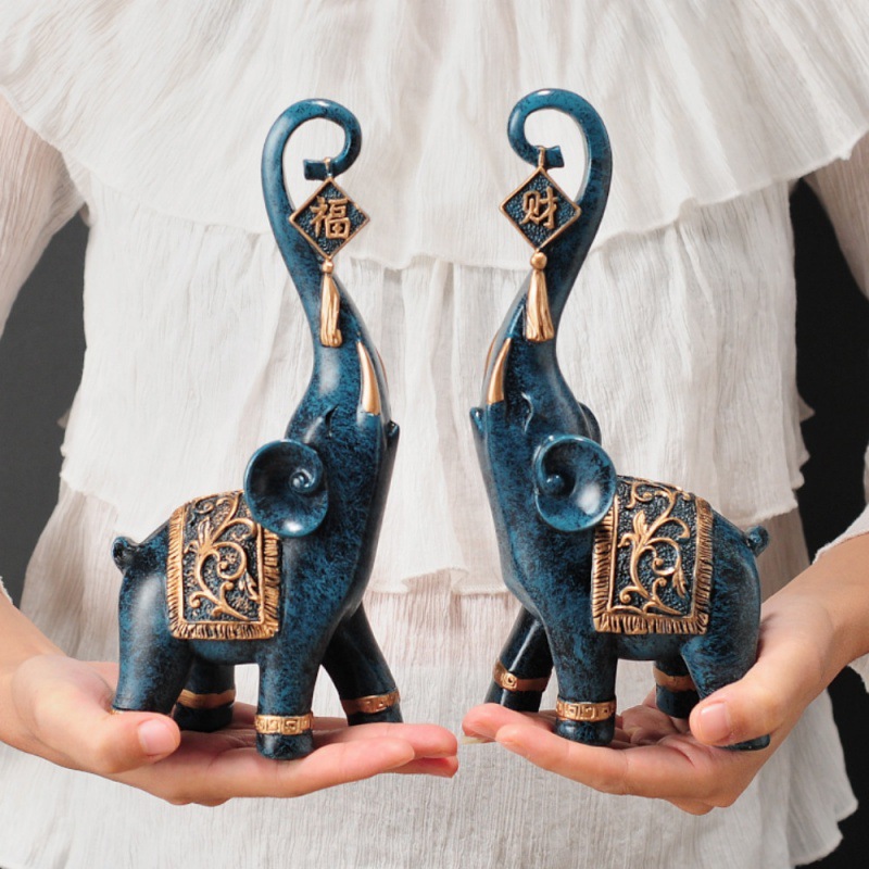 รูปปั้นช้างมงคลสไตล์จีน 1 คู่  - Resin Art Wedding Gift บทวิจารณ์และราคา