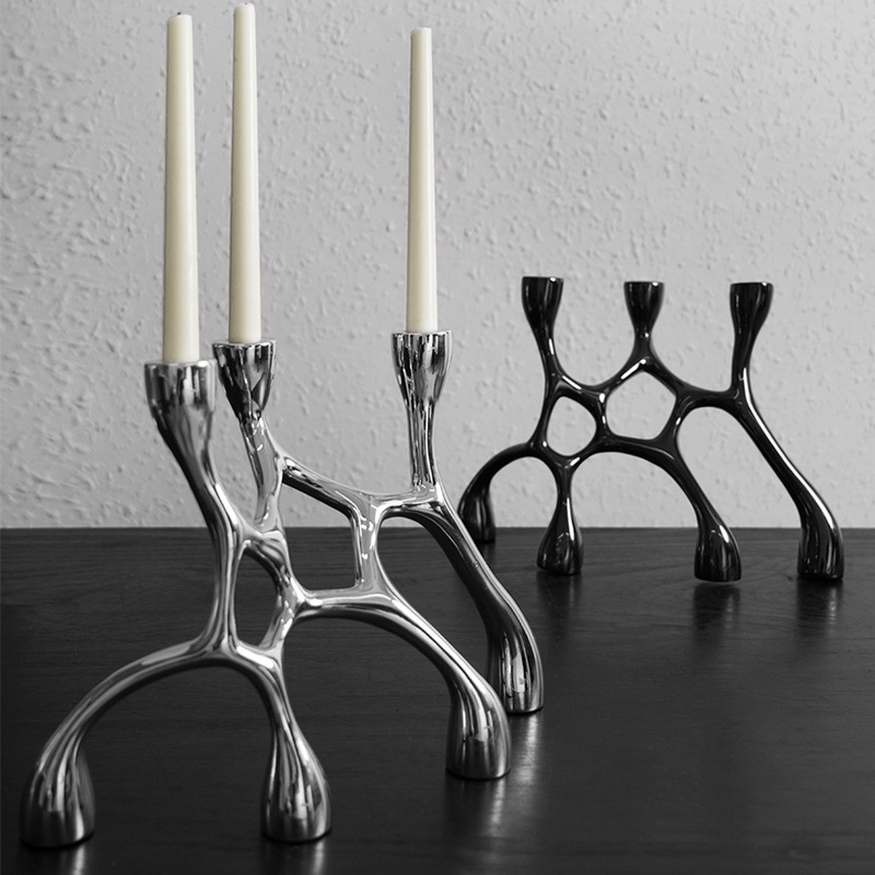 เชิงเทียนเรซิ่นสีเงินรูปทรงไม่ - Resin Art Aesthetic บทวิจารณ์และราคา