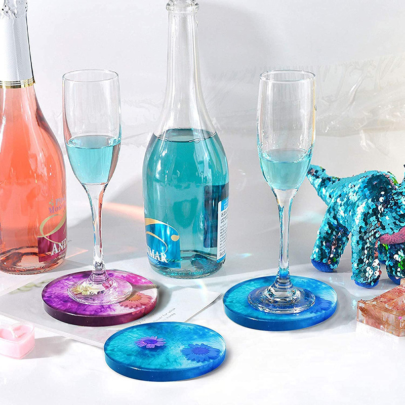 ถาดรองแก้วสี่เหลี่ยมทรงกลมทำด้ - Resin Art Coasters บทวิจารณ์และราคา