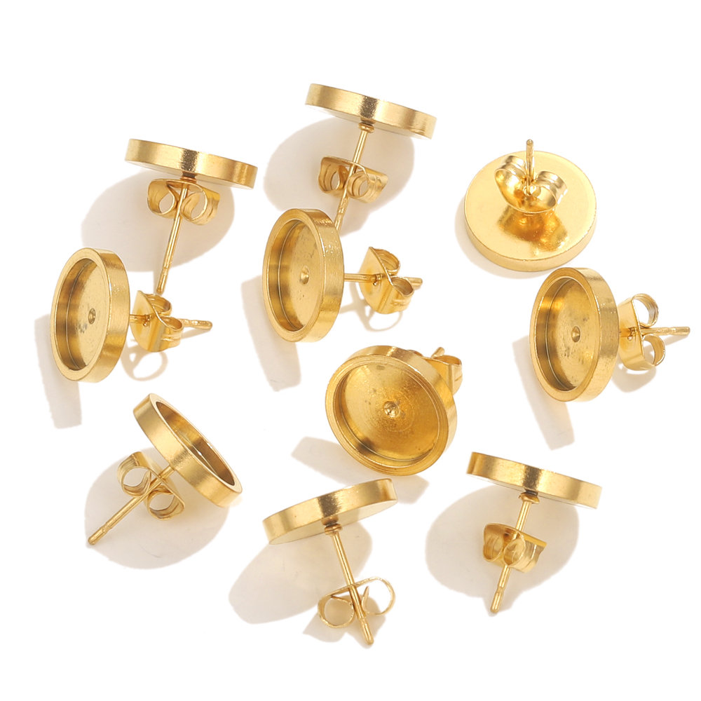 10pcs สแตนเลสสตีลต่างหูสตั๊ดกล - Resin Art Love บทวิจารณ์และราคา