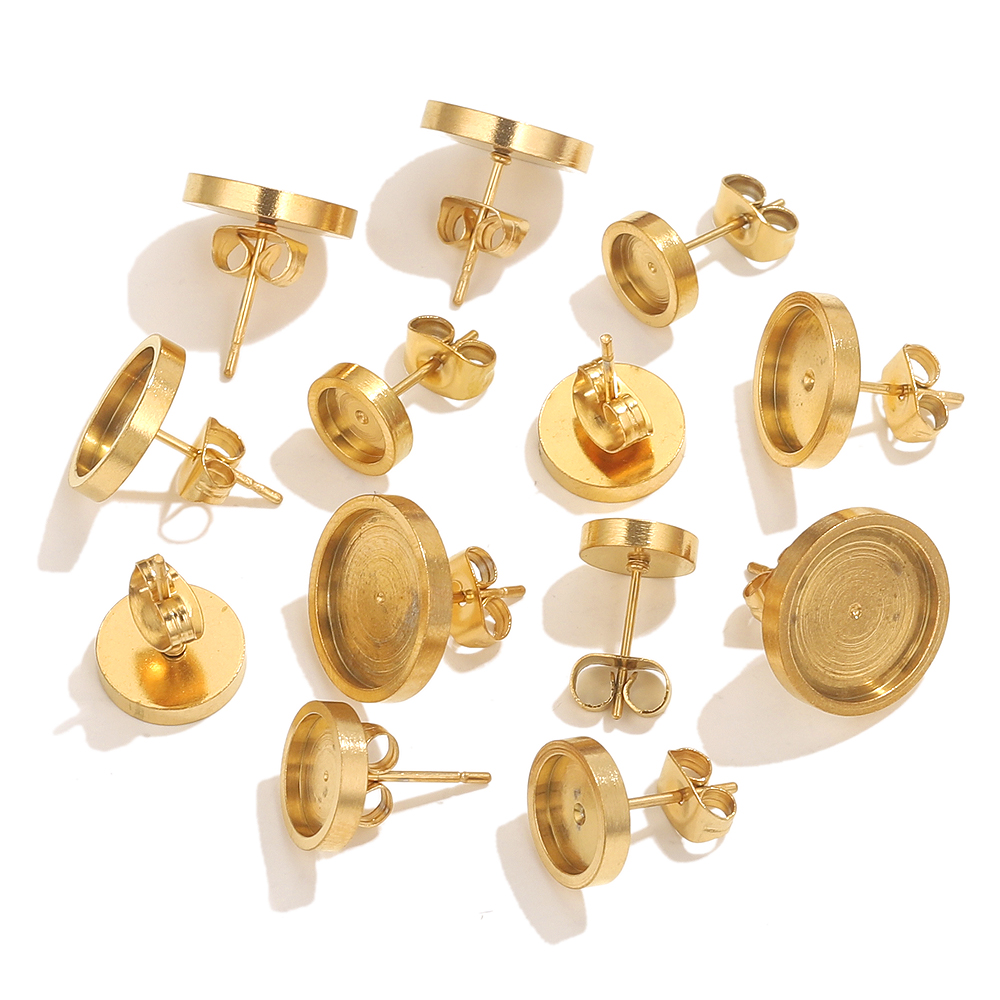 10pcs สแตนเลสสตีลต่างหูสตั๊ดกล - Resin Art Love บทวิจารณ์และราคา