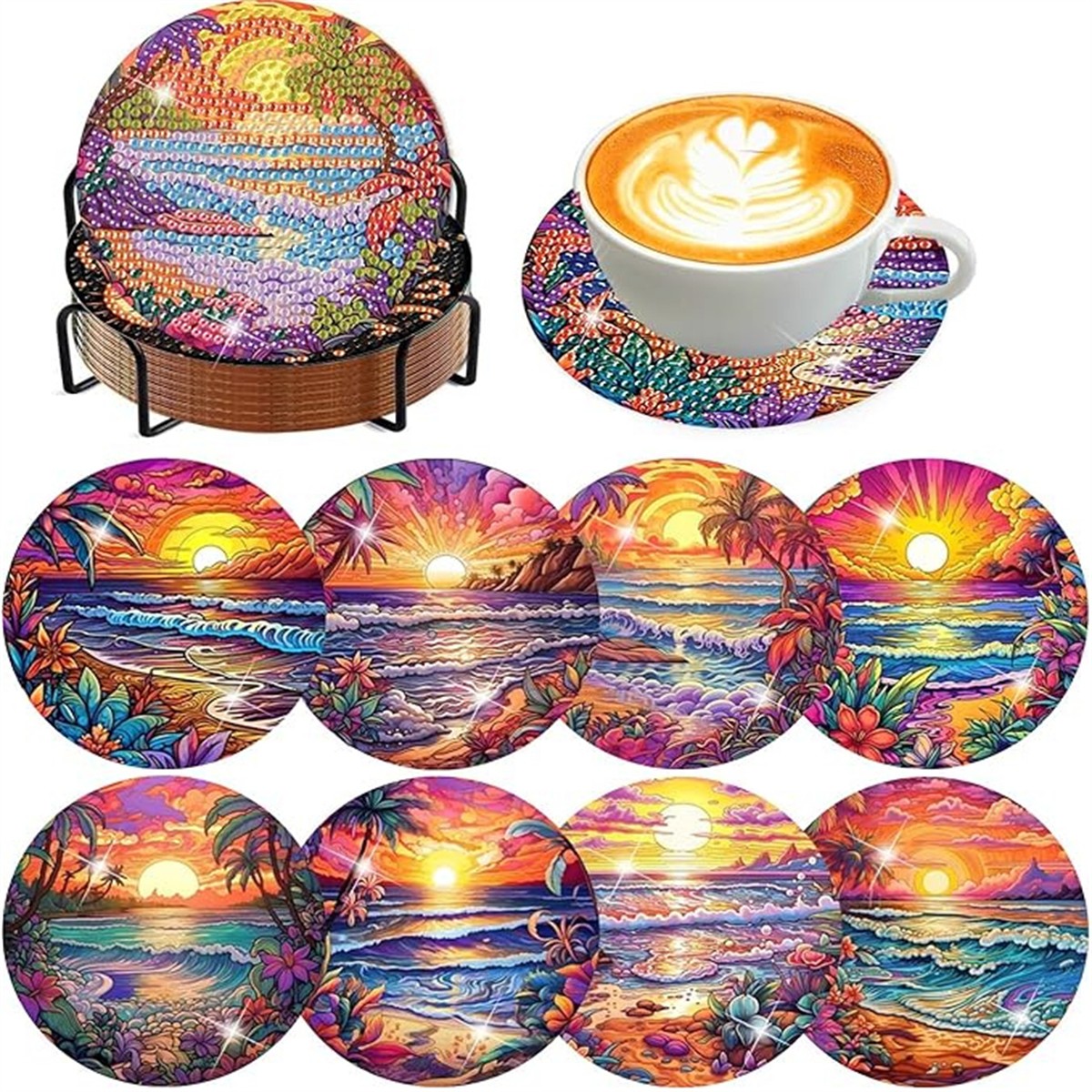ชุดจานรองแก้วอะคริลิกลายเพชร 8 - Resin Art Coasters บทวิจารณ์และราคา