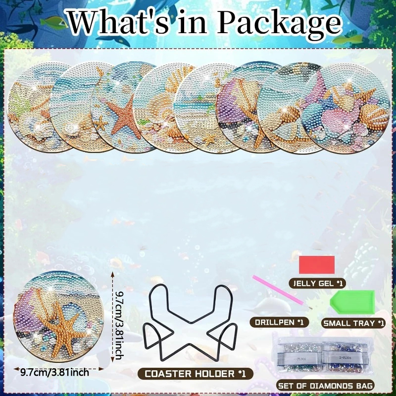 แผ่นรองแก้วลายเพชร 8 ชิ้น พร้อ - Resin Art Coasters บทวิจารณ์และราคา