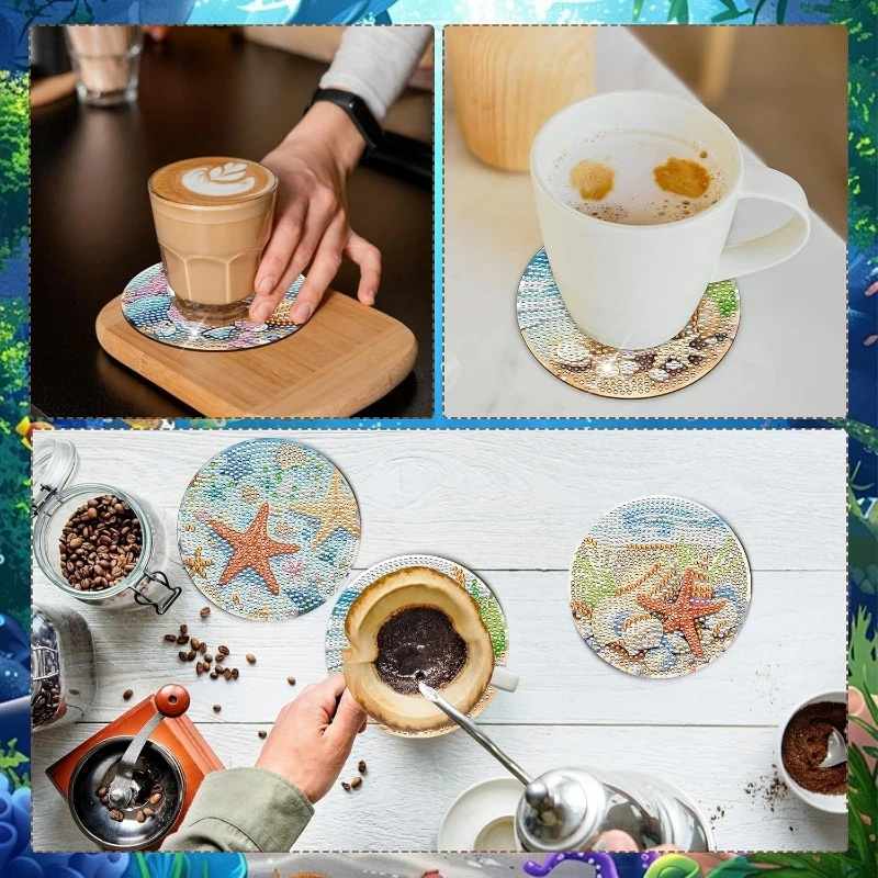 แผ่นรองแก้วลายเพชร 8 ชิ้น พร้อ - Resin Art Coasters บทวิจารณ์และราคา